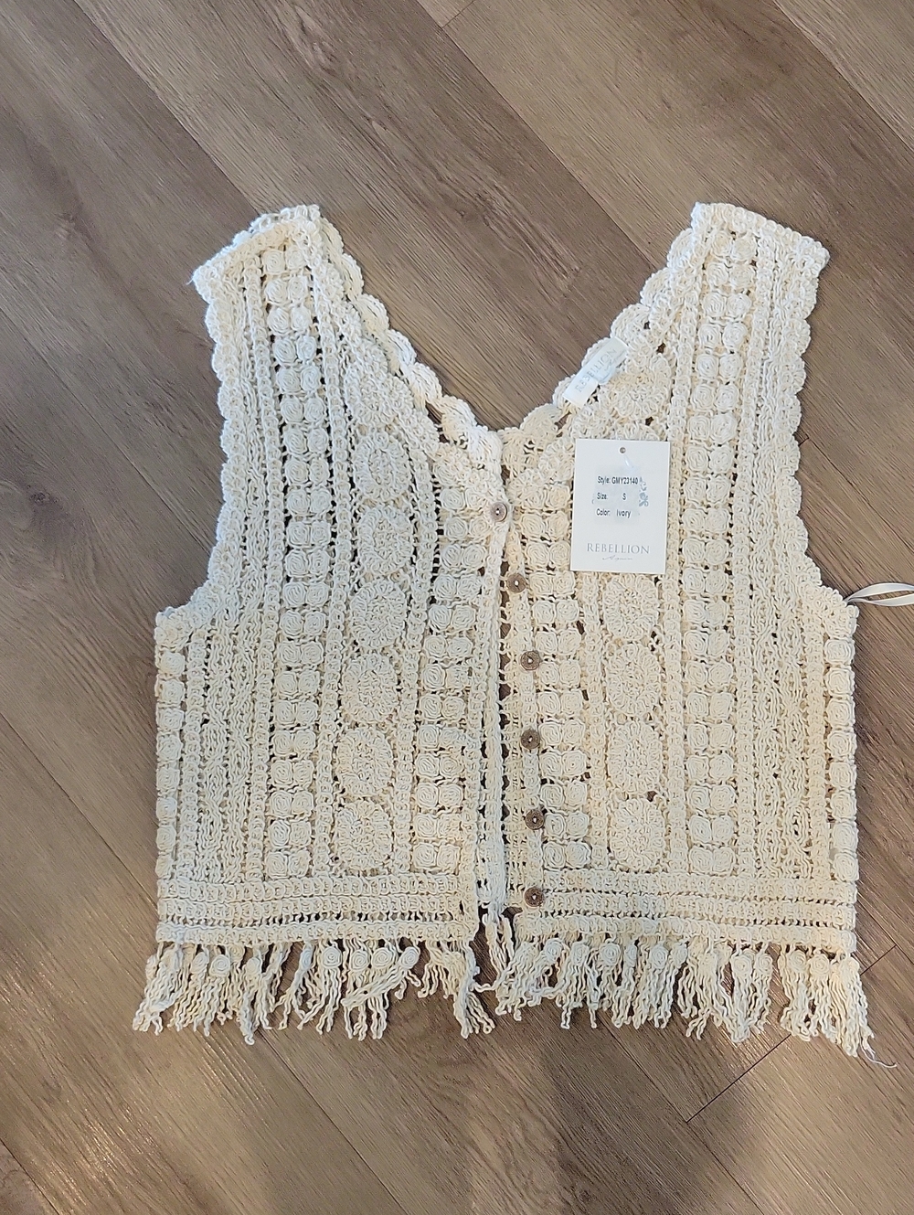 Rebellion Again Ivory Crochet Sweater Vest